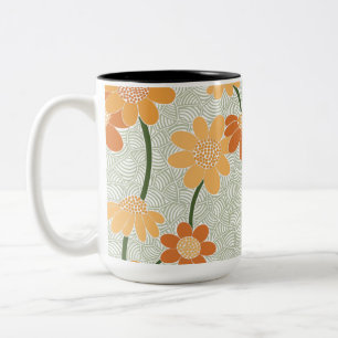 Tasse 2 Couleurs Pretty retro muted 1970 s flowers