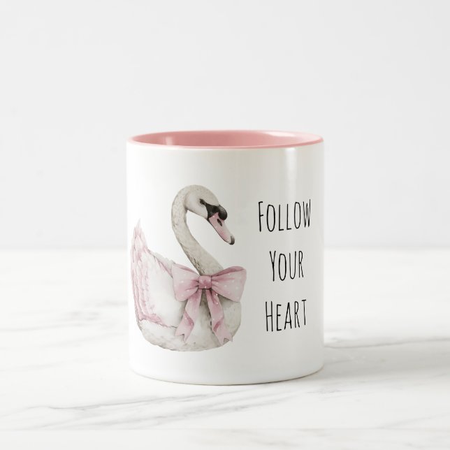 Tasse 2 Couleurs Pretty Swan Pink Bow (Centre)