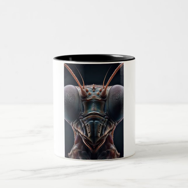 Tasse 2 Couleurs Prier Mantis Fermer Macro (Centre)