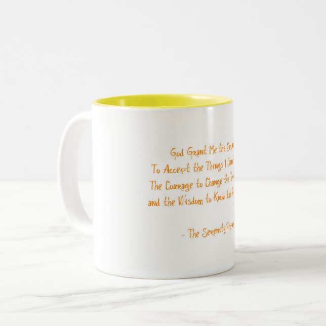 Tasse 2 Couleurs Prière de sérénité Courage orange jaune pour chang (Devant gauche)
