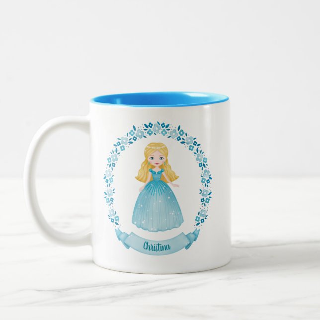 Tasse 2 Couleurs Princesse Bleue Cute Personnalisée (Gauche)