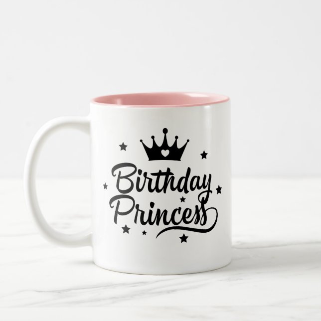 Tasse 2 Couleurs "Princesse d'anniversaire" (Gauche)