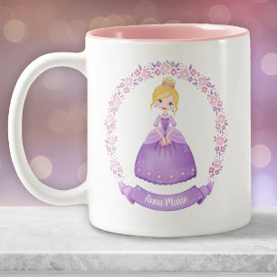 Tasse 2 Couleurs Princesse mauve rose cute personnalisée