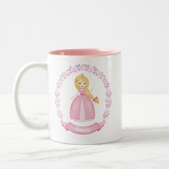 Tasse 2 Couleurs Princesse rose mignon personnalisée (Gauche)