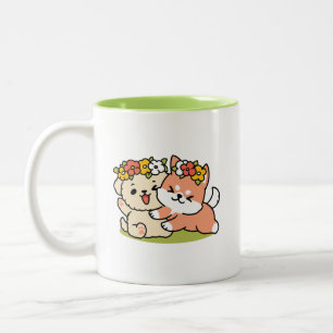 Tasse 2 Couleurs Printemps dans la laideur - Illustration de chien 