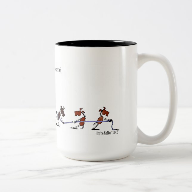 Tasse 2 Couleurs Prise drôle votre bande dessinée de chevaux (Droit)