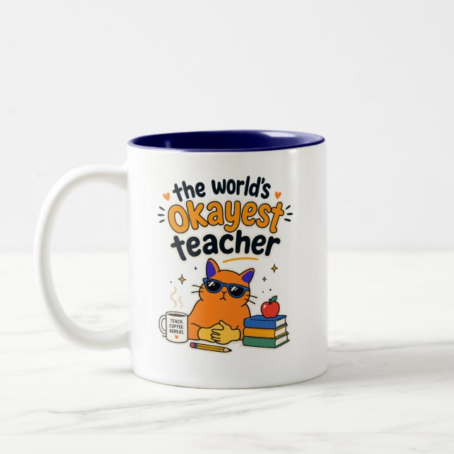 Tasse 2 Couleurs Prof de chat drôle (Gauche)