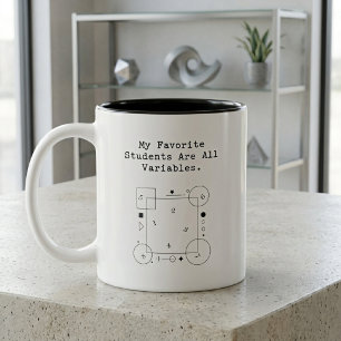 Tasse 2 Couleurs Prof de maths drôle humour Élèves variables