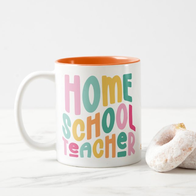 Tasse 2 Couleurs Professeur à domicile | Texte Coloré (Avec donut)