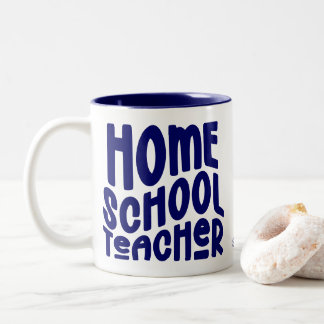 Tasse 2 Couleurs Professeur à domicile | Typographie Bleu foncé