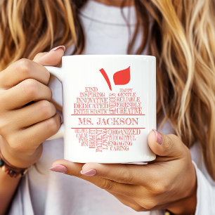 Tasse 2 Couleurs Professeur Apple Typographie Rouge et Blanc