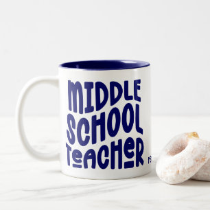 Tasse 2 Couleurs Professeur de collège Typographie Bleu foncé