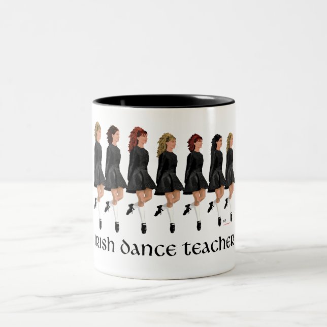 Tasse 2 Couleurs Professeur de danse step Irlandaise - Ligne Noire (Centre)