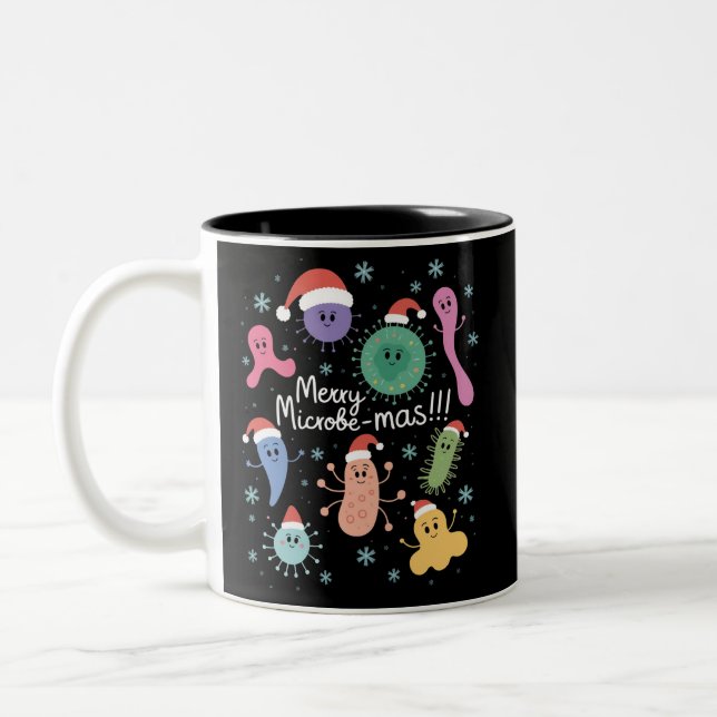 Tasse 2 Couleurs Professeur de microbiologie de Noël Microbe (Gauche)