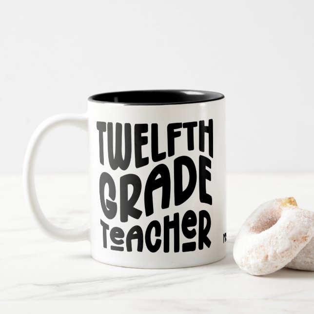 Tasse 2 Couleurs Professeur de Terminale | Design Texte Noir (Avec donut)