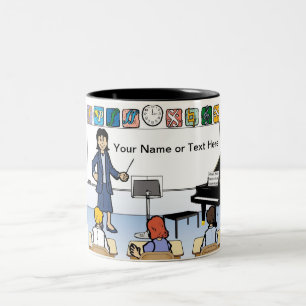 Tasse 2 Couleurs Professeur, Musique - Dessin féminin