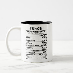 Tasse 2 Couleurs Professeur Nutrition Facts Drôle idées cadeaux