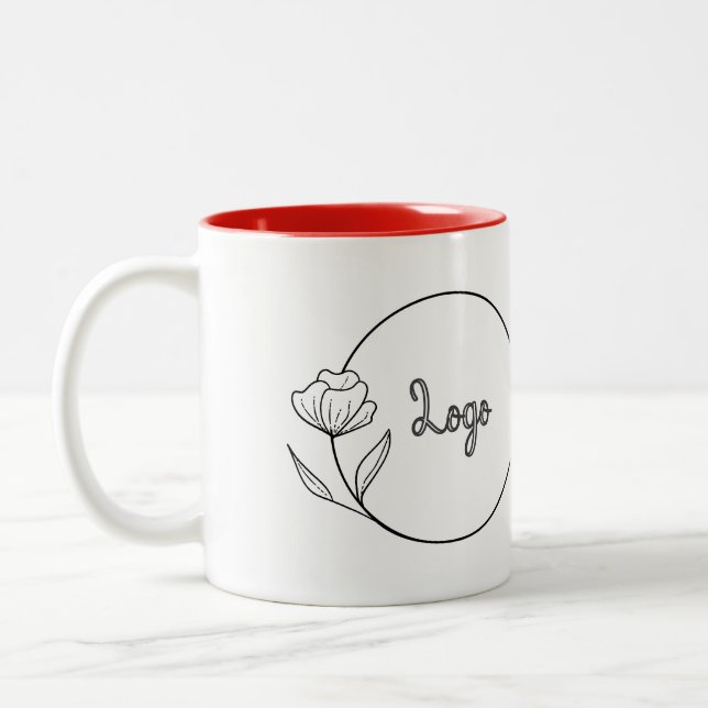 Tasse 2 Couleurs Professionnel Logo d'entreprise Moderne et code QR (Gauche)