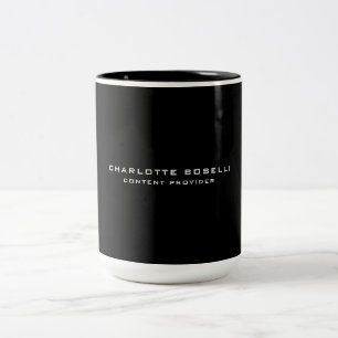 Tasse 2 Couleurs Professionnel minimaliste Votre nom Titre Noir