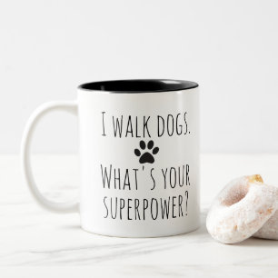 Tasse 2 Couleurs Promeneurs de chiens typographie noire audacieuse 