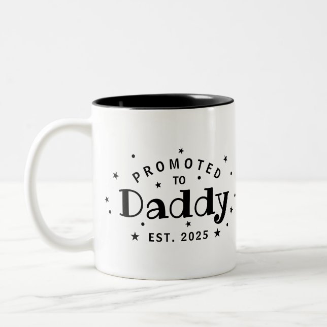 Tasse 2 Couleurs Promoté À Papa Cadeau Père Personnalisé (Gauche)
