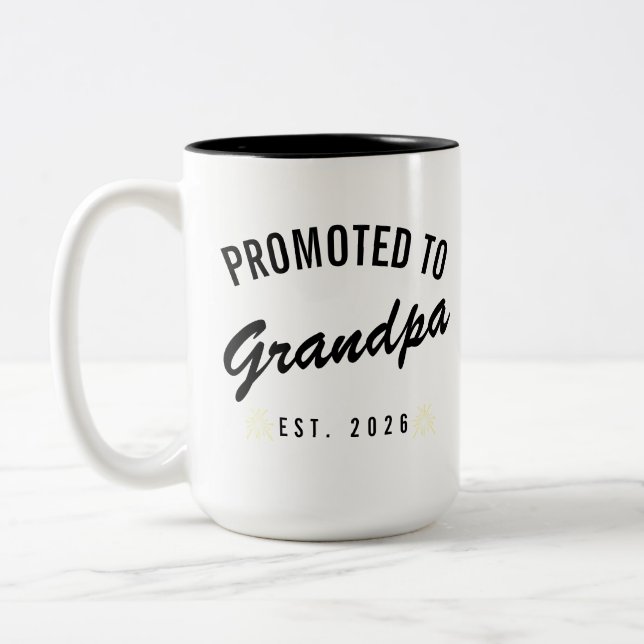 Tasse 2 Couleurs Promoted to Grandpa Est. 2026 (Gauche)