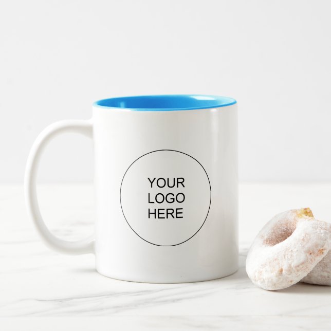 Tasse 2 Couleurs Promotional Brand Company Logo Light Blue & White (Avec donut)