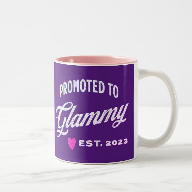 Tasse 2 Couleurs Promu À Glammy Est. 2023 Pour Nouvelle Grand-Mère (Droit)