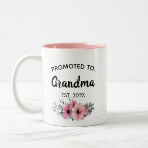 Tasse 2 Couleurs Promu à Grandma Floral Pink, 2023 personnalisé chi