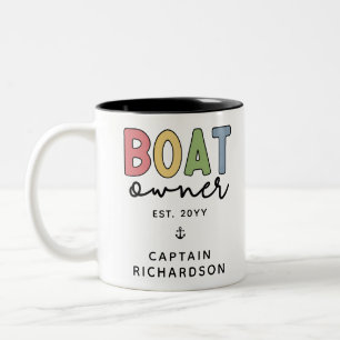 Tasse 2 Couleurs Propriétaire de bateau sur mesure établi Nouveau p