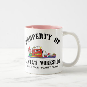 Tasse 2 Couleurs Propriété du cadeau de l'atelier de Père Noël