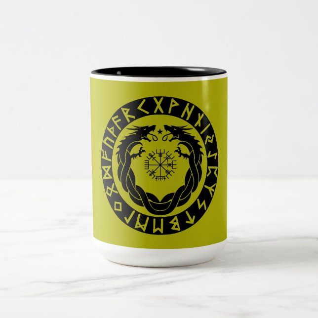 Tasse 2 Couleurs Protection de Rune Viking Dragon (Centre)