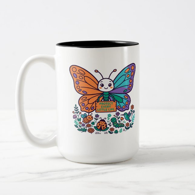 Tasse 2 Couleurs Protéger chaque petite vie Papillon (Gauche)