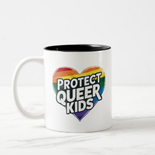 Tasse 2 Couleurs Protéger les enfants queer Cœur arc-en-ciel Fie