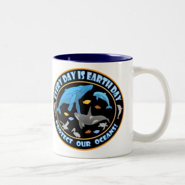Tasse 2 Couleurs Protéger notre Jour des terres des océans (Droit)