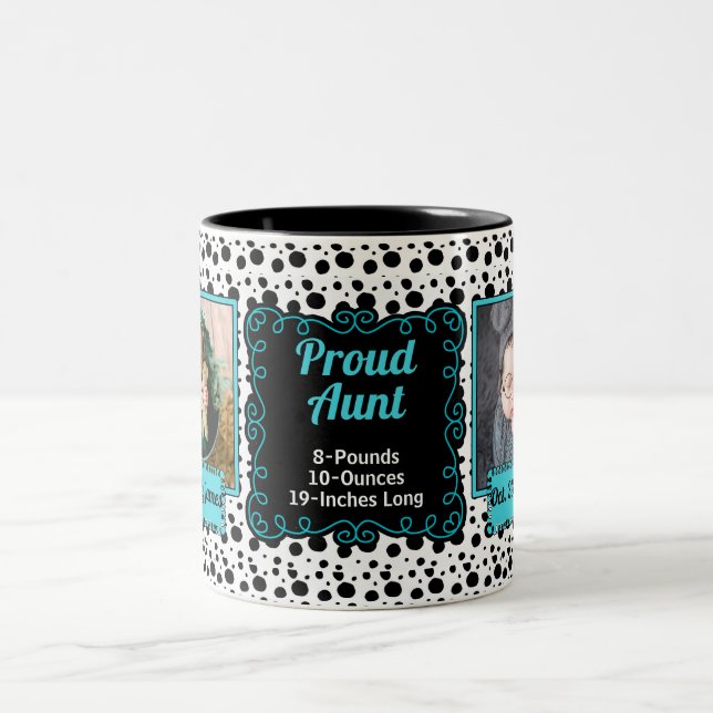Tasse 2 Couleurs Proud Aunt Dalmatian Print Black and White Photo (Centre)