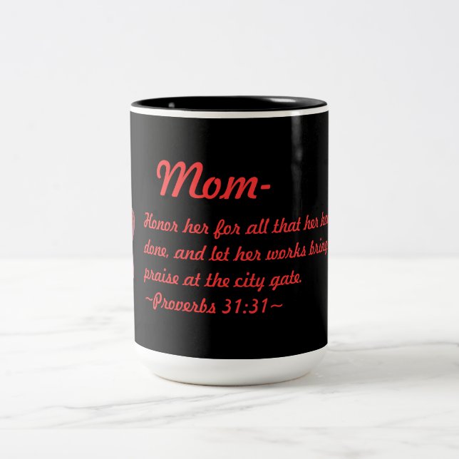 Tasse 2 Couleurs Proverbes d'Amaryllis 31:31 (Centre)