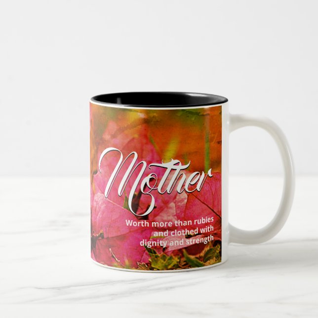Tasse 2 Couleurs PROVERBS 31 Fête des mères chrétiennes florales ro (Droit)