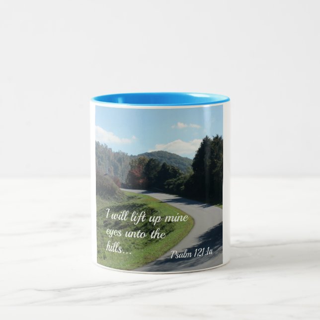 Tasse 2 Couleurs Psaume 121 Je lèverai mes yeux vers les collines (Centre)