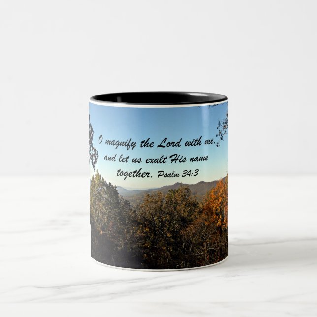 Tasse 2 Couleurs Psaume 34:3 (Centre)