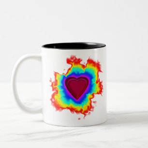 Tasse 2 Couleurs Psychédélique Aura double coeur