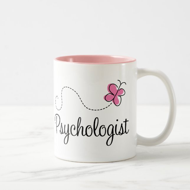 Tasse 2 Couleurs Psychologue rose mignon de papillon (Droit)