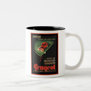 Tasse 2 Couleurs Publicité Peugeot vintage - Partout Comme sur un b