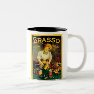 Tasse 2 Couleurs Publicité Vintage en métal brasso polonaise