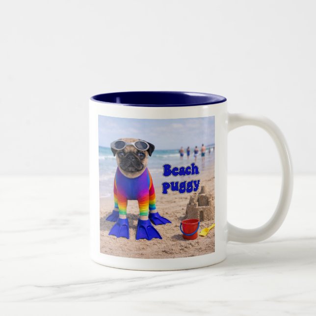 Tasse 2 Couleurs Puggy de la plage (Droit)