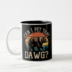 Tasse 2 Couleurs Puis-je caresser ce mème d'ours Dawg Camping Rando