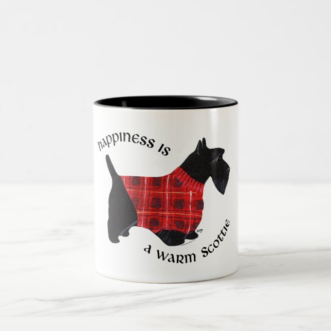 Tasse 2 Couleurs Pull à carreaux rouge et noir pour Terrier Écossai (Centre)