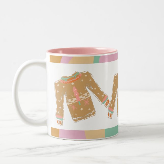 Tasse 2 Couleurs Pull Ugly Noel Groovy Christmas Rose Terreux  (Gauche)