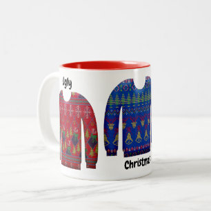 Tasse 2 Couleurs Pulls de Noël Laids Colorés Café Deux Tons M