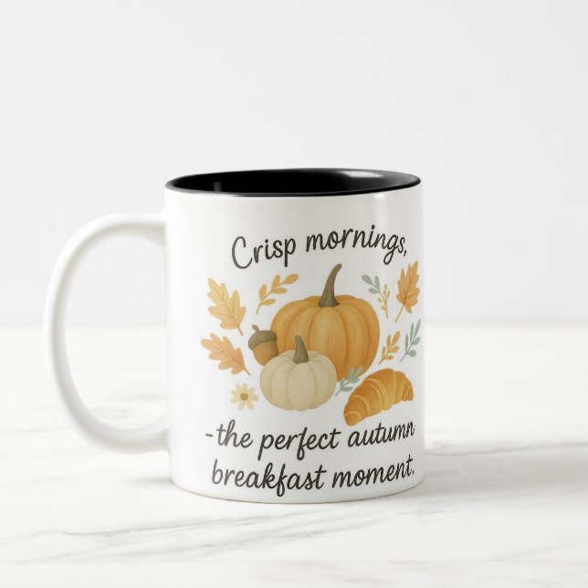 Tasse 2 Couleurs Pumpkin Morning – Cozy Autumn Breakfast Mood (Gauche)